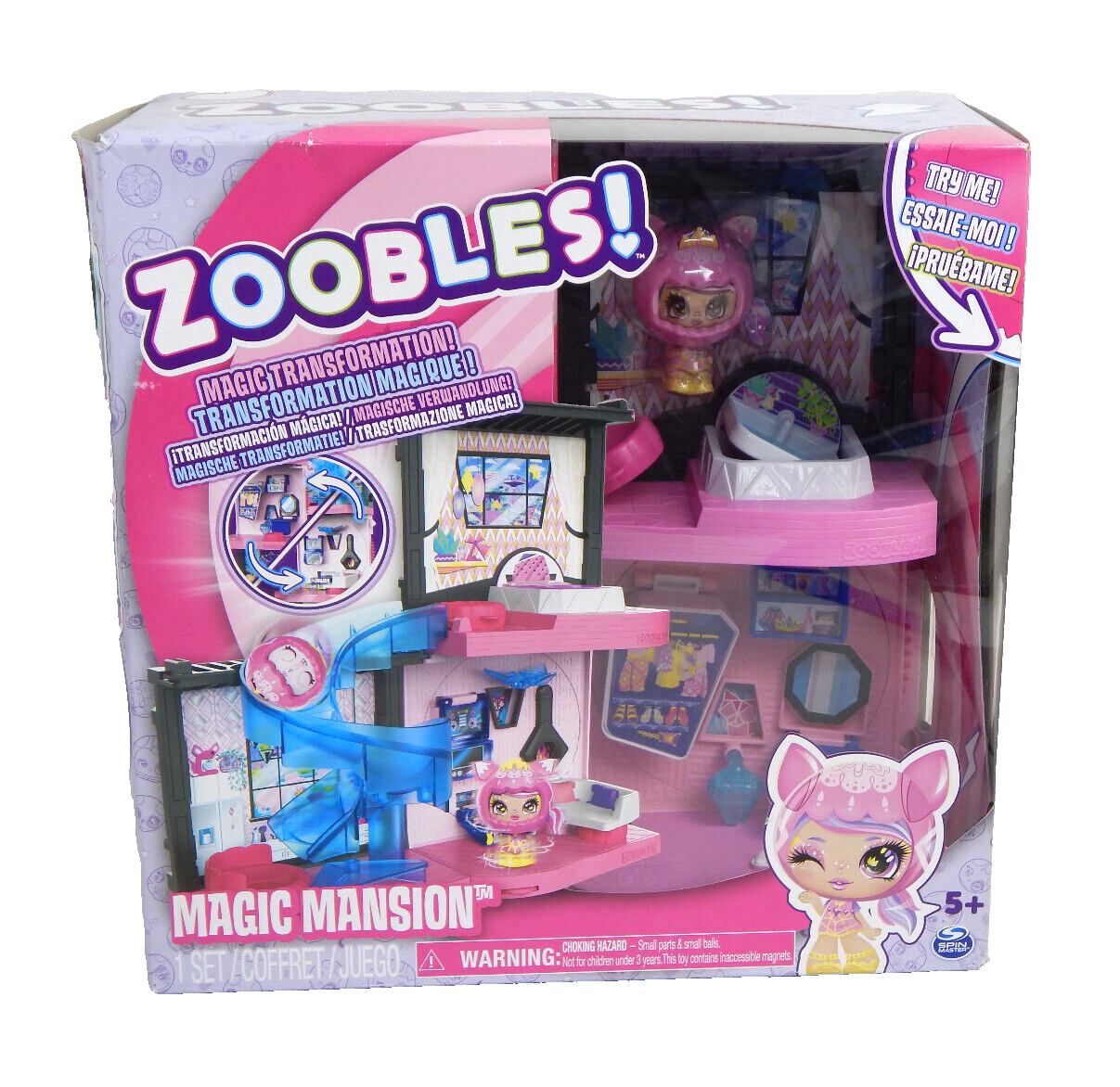 Zoobles Magic Mansion Traumhaus zum Verwandeln mit 6 Zimmern Rutsche und Zubehör
