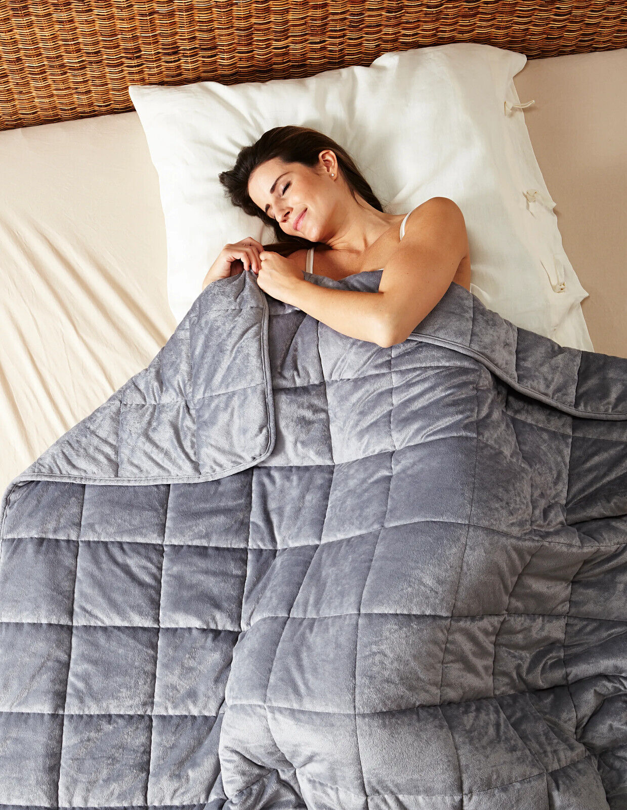 Orbisana Gewichtsdecke 7 kg, 135 x 200 cm Decke Schlafdecke zum Entspannen Grau