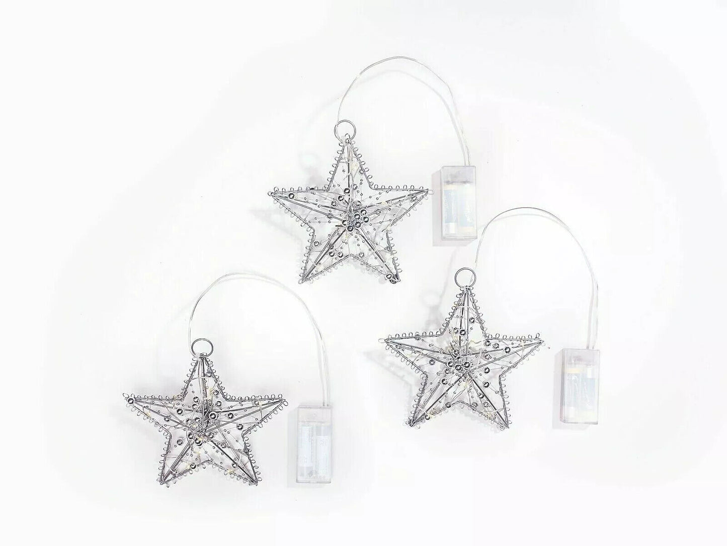 LED-Hängedeko Sterne "Pearl" 3er-Set Advents Weihnachtssterne Dekoration