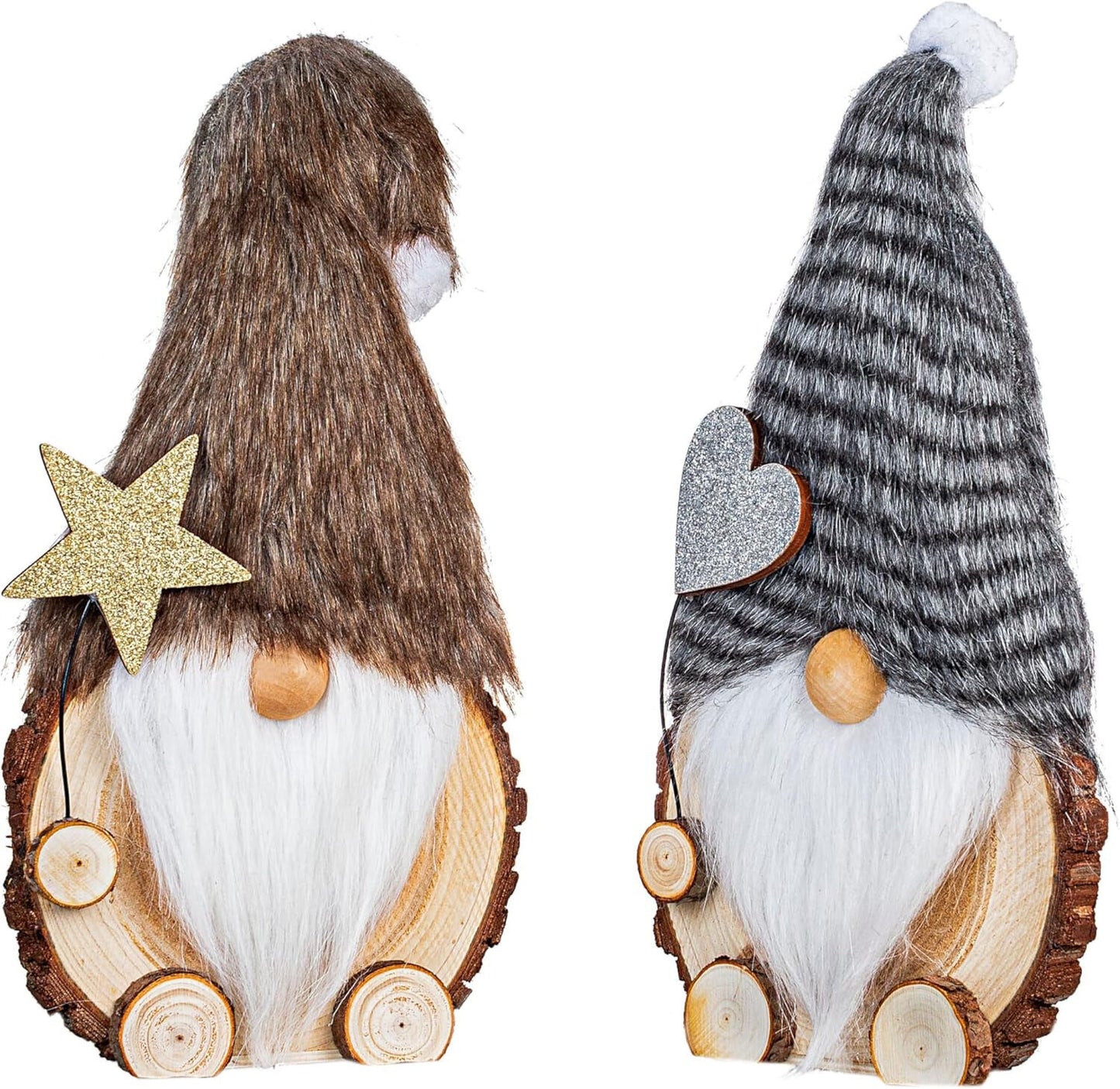 Deko Wichtel Snorre Jonte 2er Set Figuren Baumscheiben Advent Dekoration 30 cm