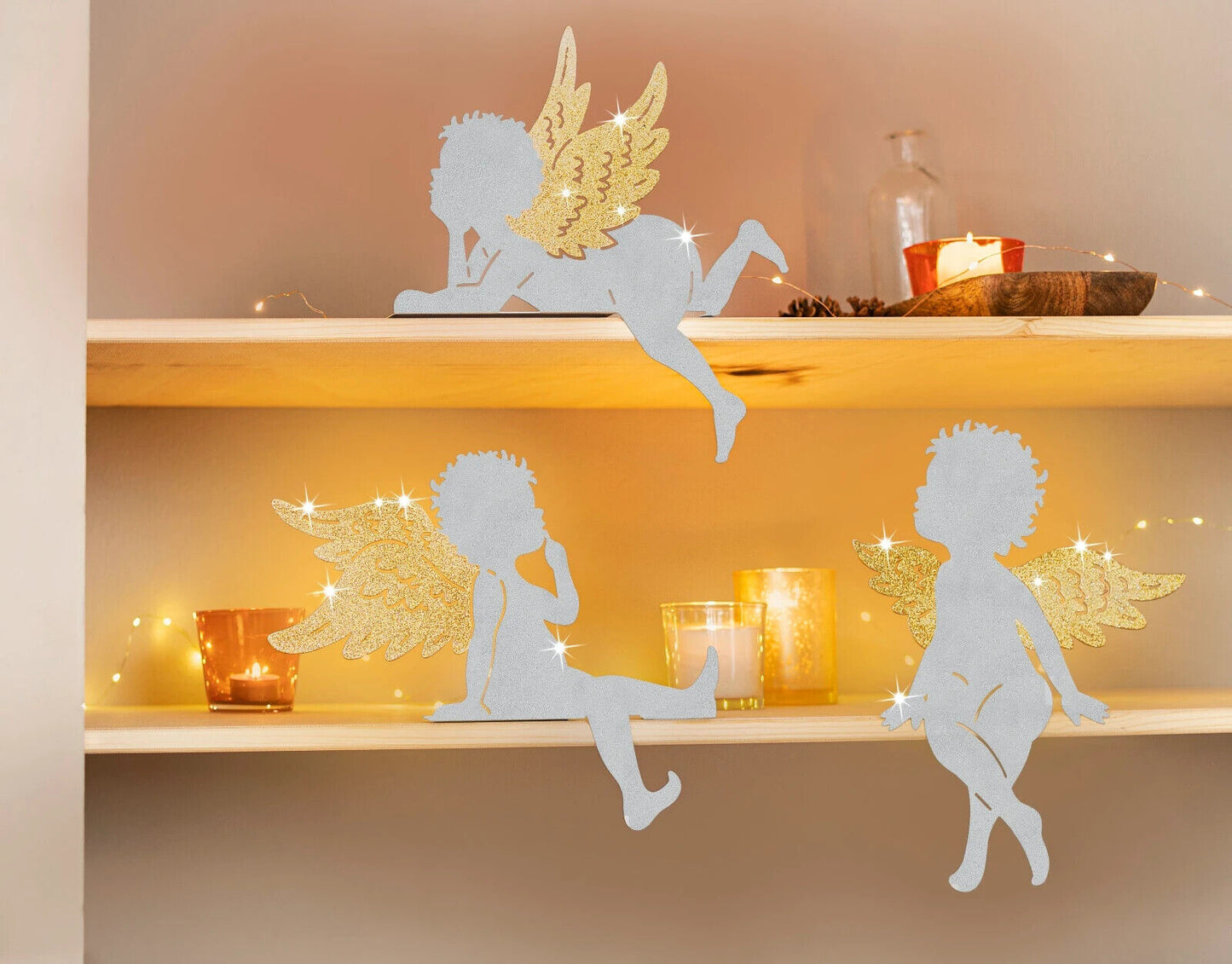 Kantenhocker "Engelsgeflüster" 3er-Set Advent Deko Weihnachtsdeko Wohnungsdeko