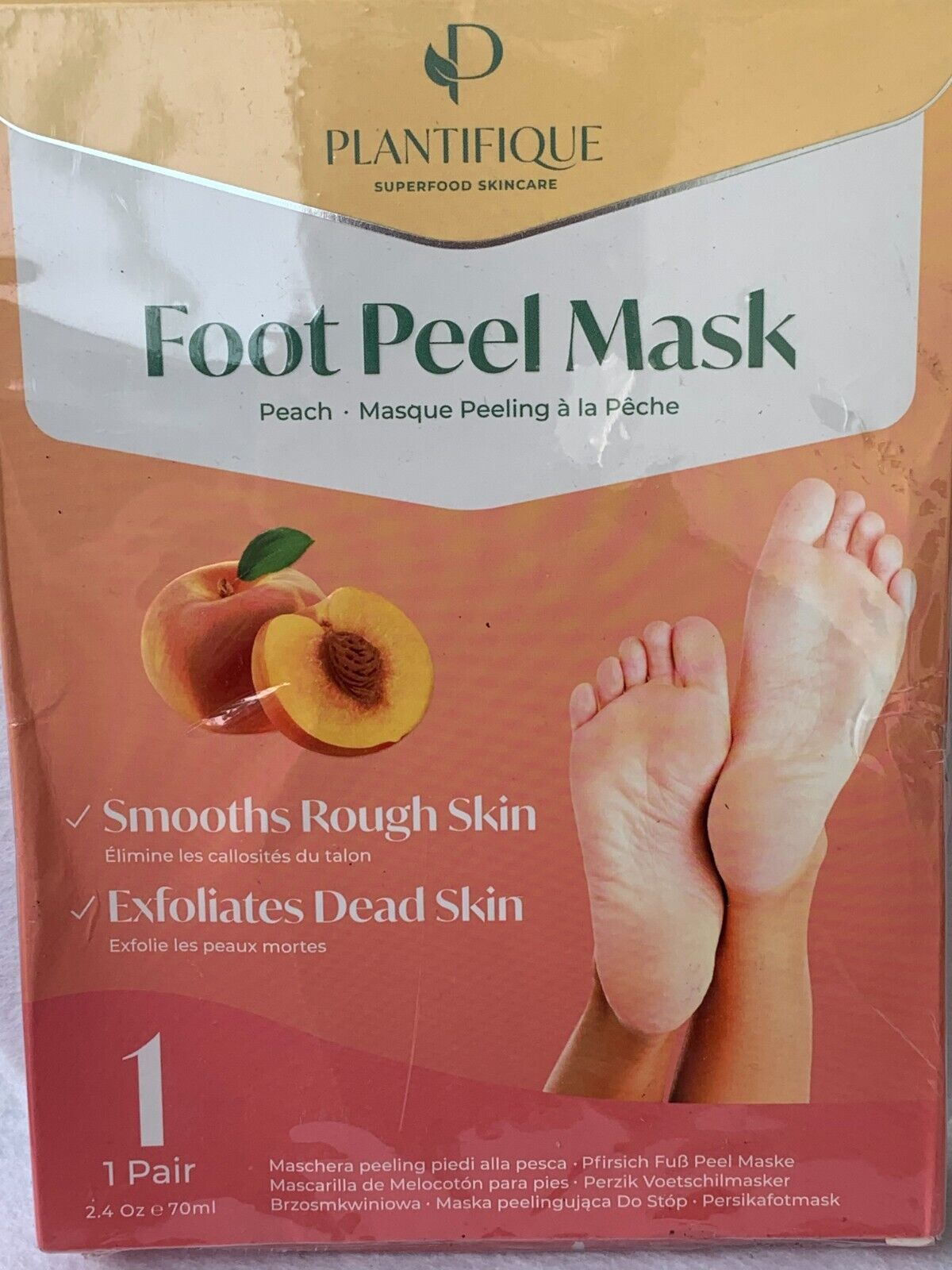 Plantifique Fußmaske - Hornhaut Socken - Fussmaske Pfirsich 1 Paar Hornhautentfe