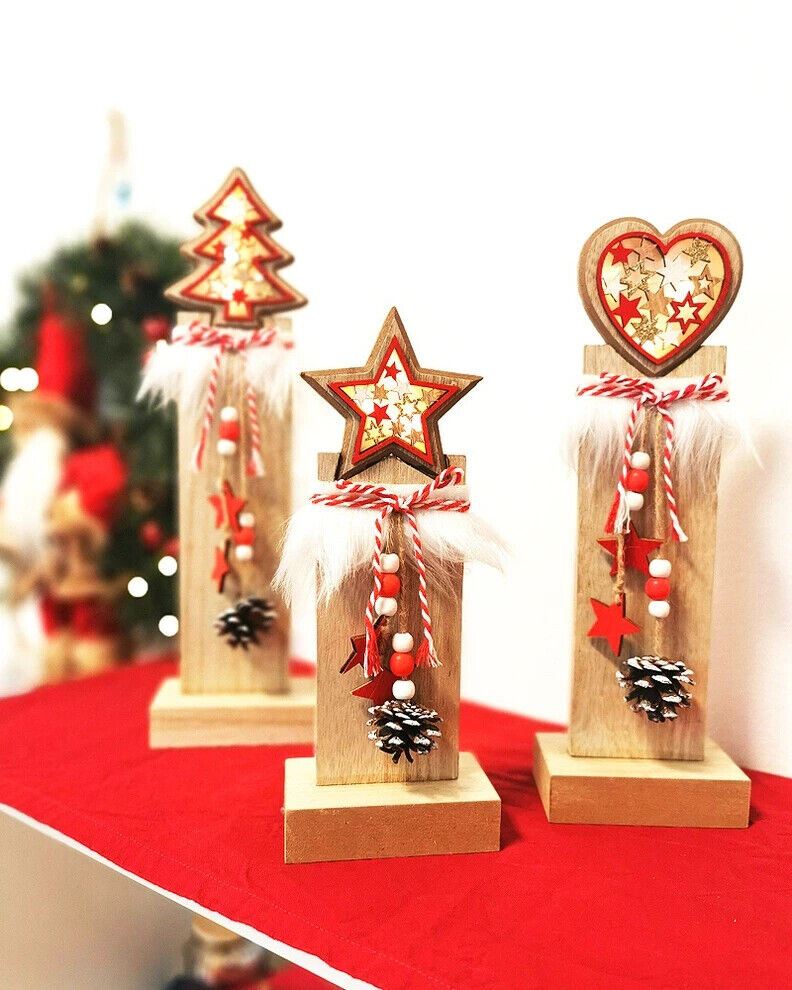 LED-Dekosäulen "Weihnachten", 3er-Set Dekoration Advent Deko Wohnungsdeko