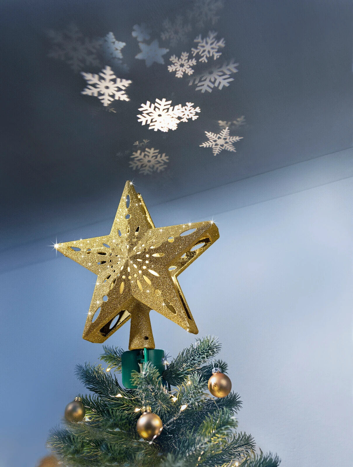 Baumspitze "Stern" mit LED-Projektor, Christbaum Baumspitze mit LED-Projektor: