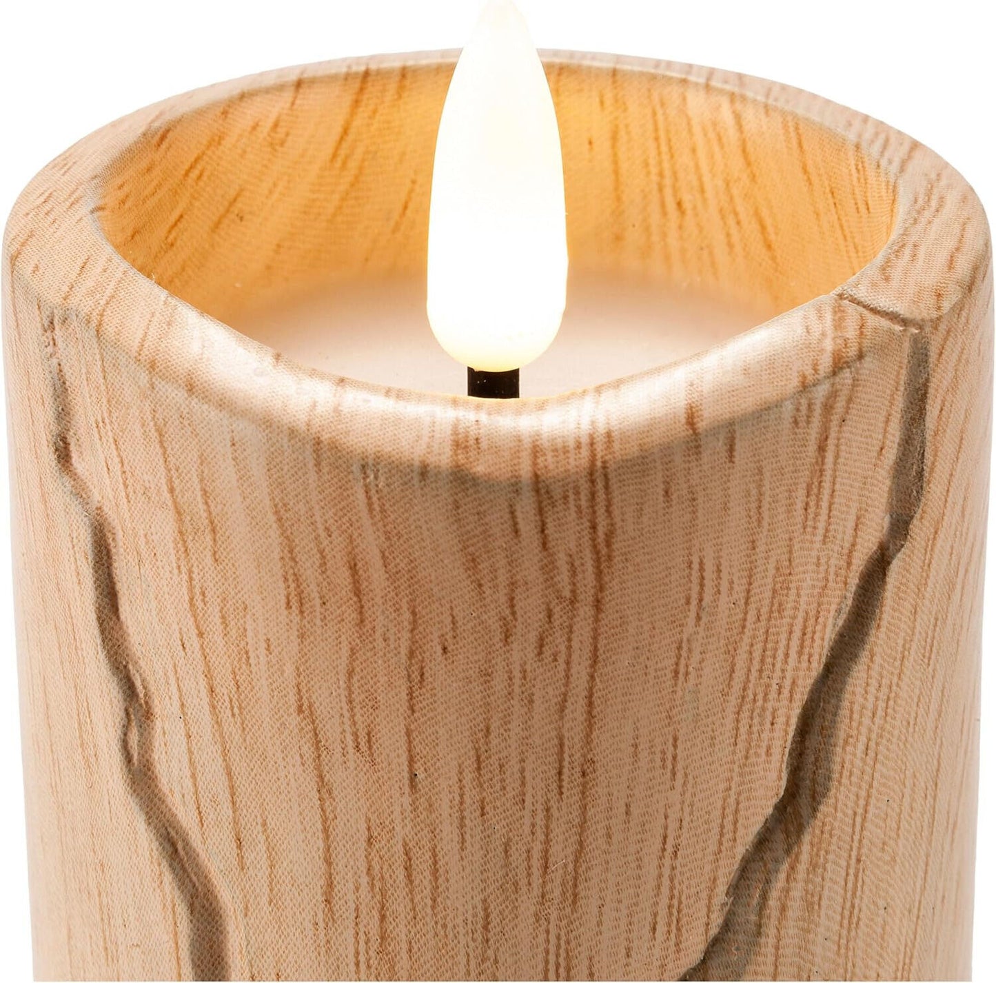 LED Kerzen Wood Holzoptik 3er Set Dekoration Beleuchtung natur