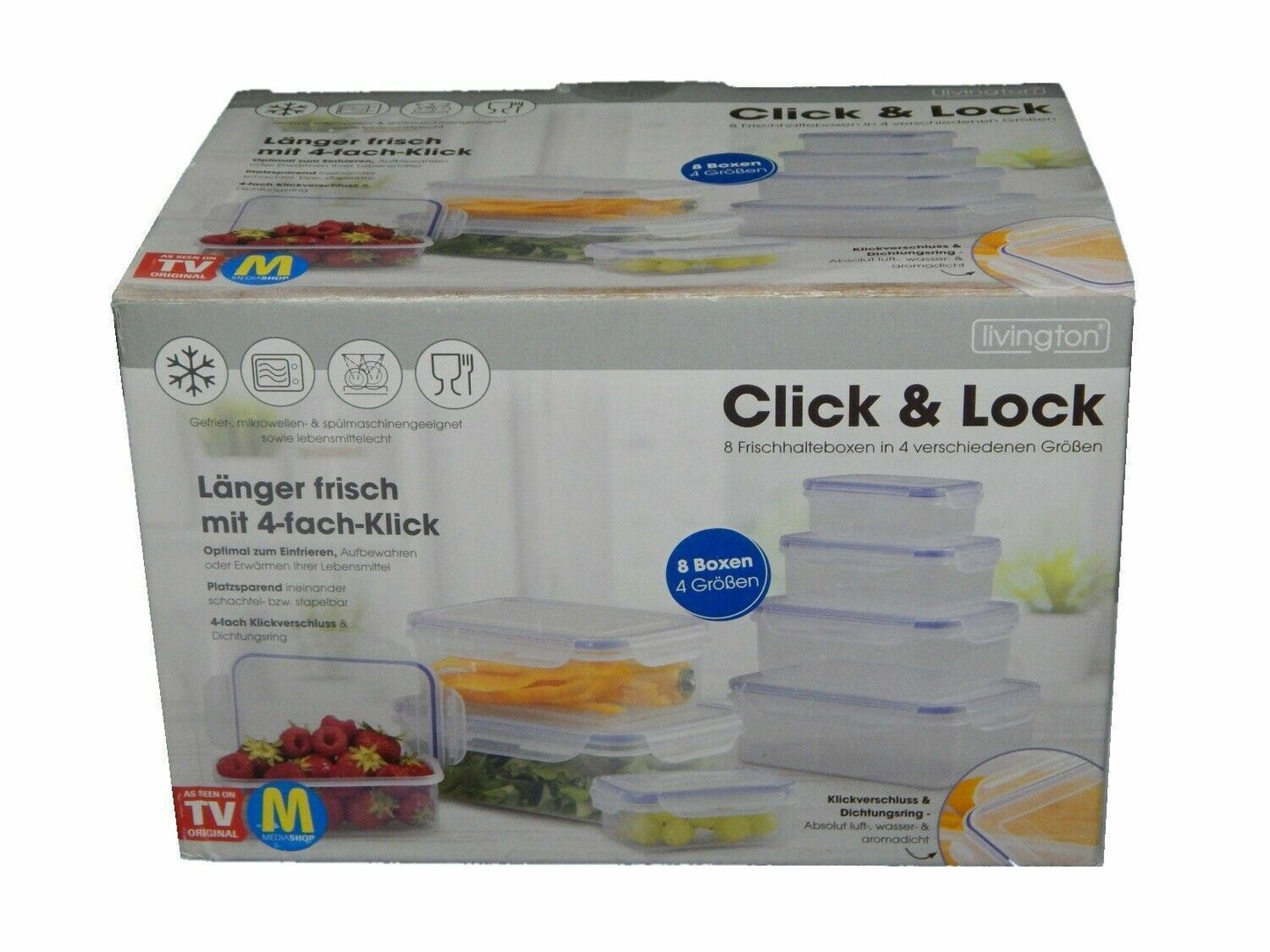 Livington Click & Lock Aufbewahrungsbox mit Deckel Aufbewahrung Box 8er-Set