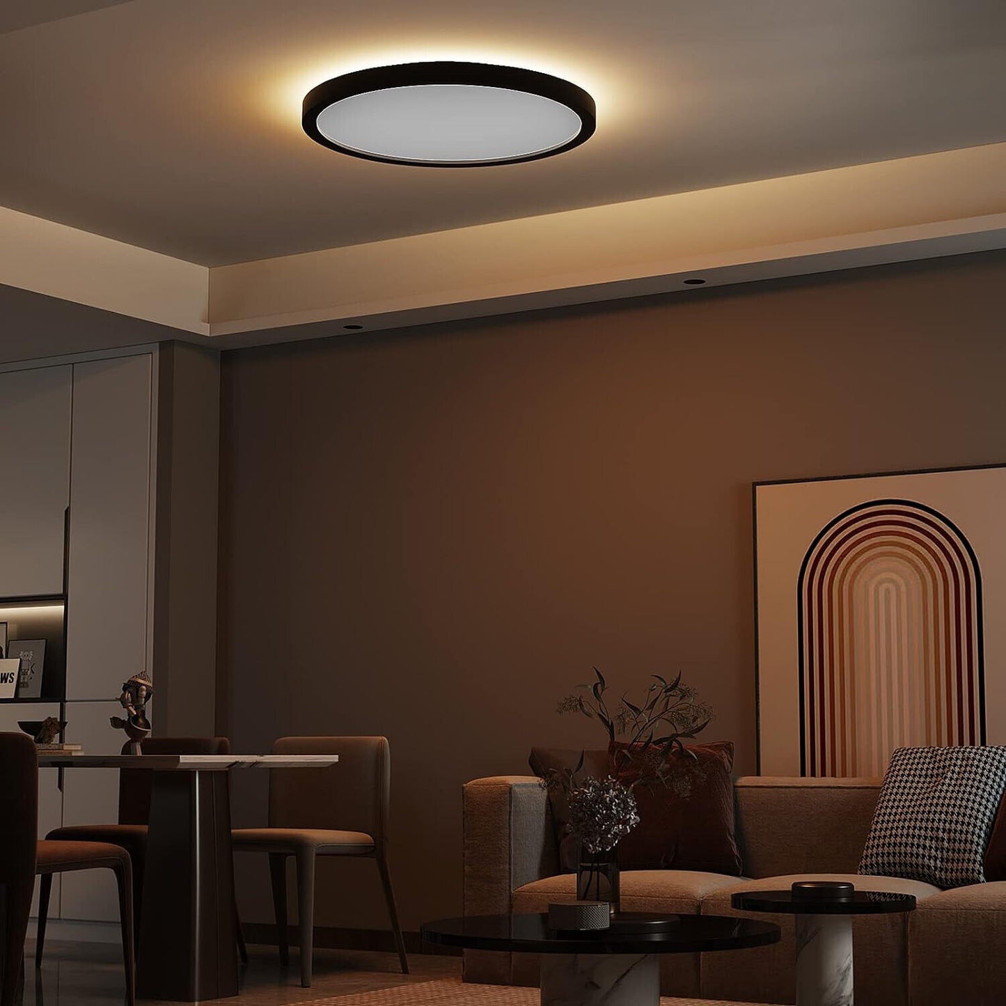 Anten 24W Dimmbar LED Deckenleuchte Schwarz | Hintergrundbeleuchtung Deckenlampe