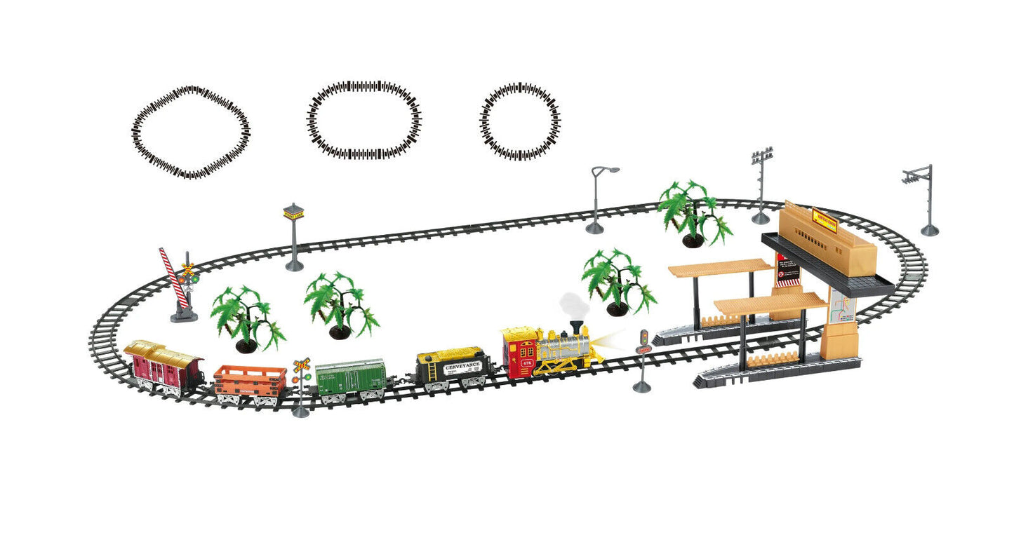 LED Weihnachtszug Wonderland + Zubehör 14-tlg Lokomotive 4 Waggons 88 cm Deko