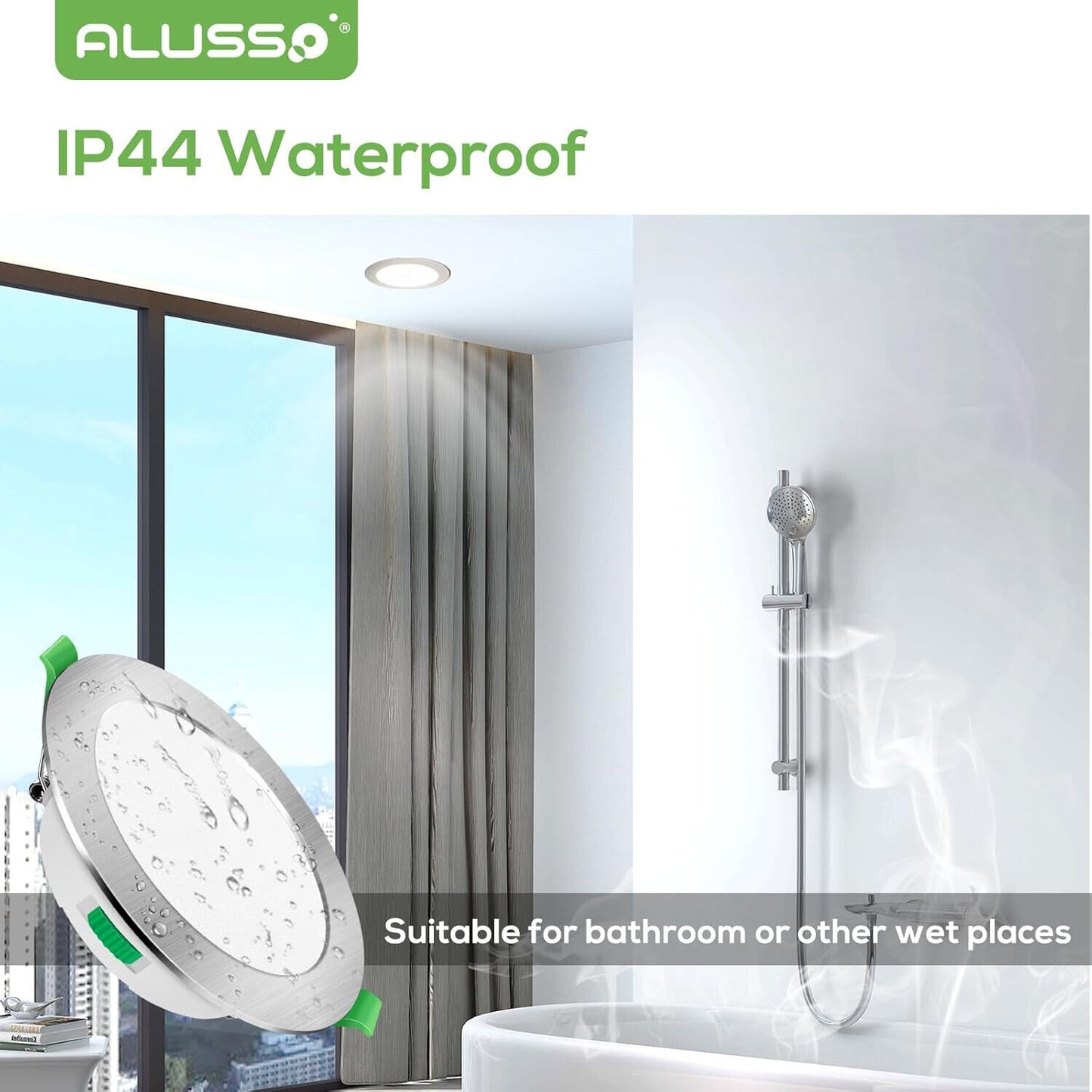 ALUSSO LED Einbaustrahler 230V 7W Dimmbar Ultra Flach Einbauleuchten, 580lm IP44
