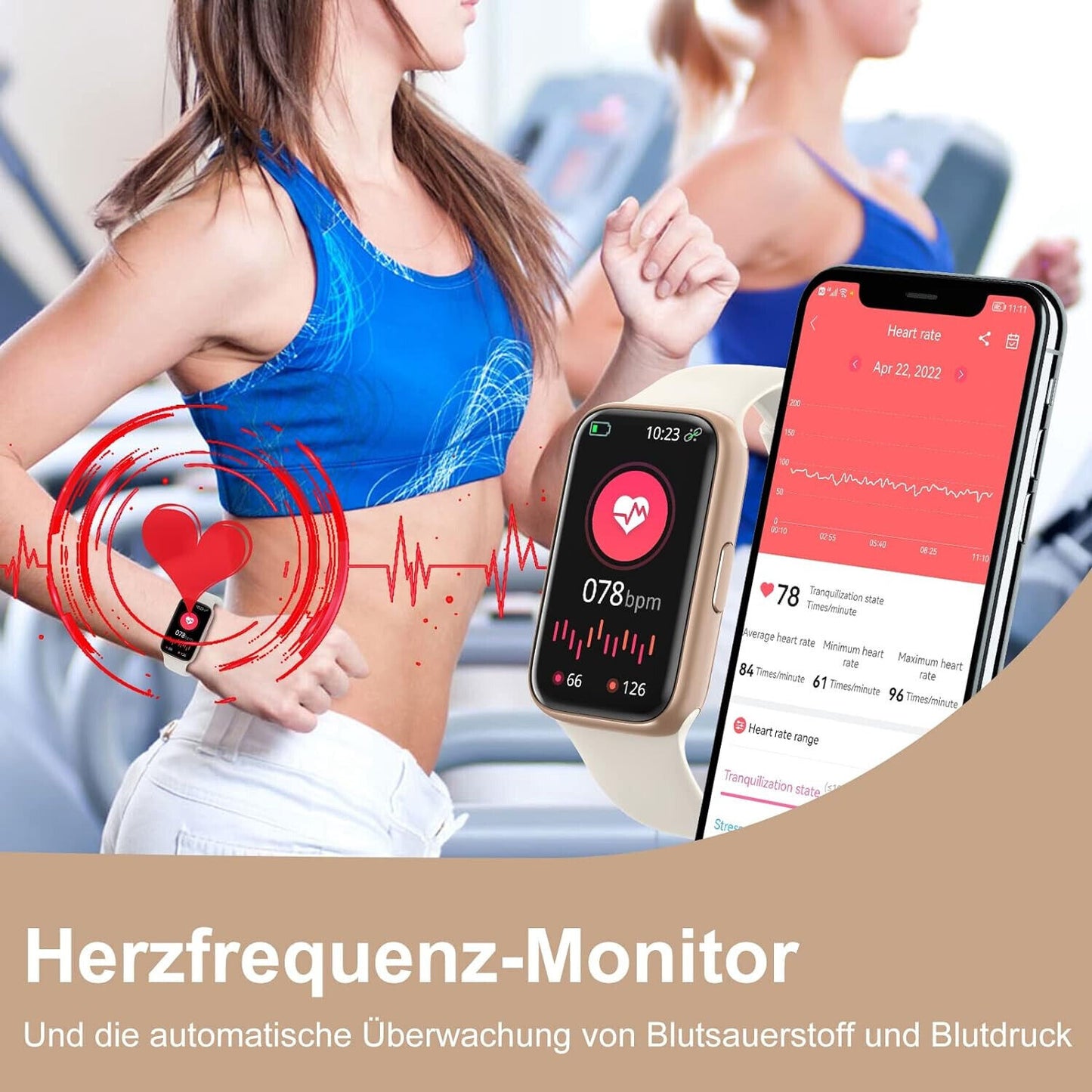BingoFit Fitness Tracker, Fitness Armband Uhr mit Schrittzähler Uhr Pulsuhr Weiß