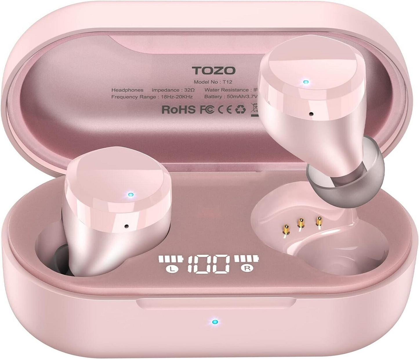 TOZO T12 Drahtlose Bluetooth Kopfhörer LED Display IPX8 Wasserdichte Ohrhörer