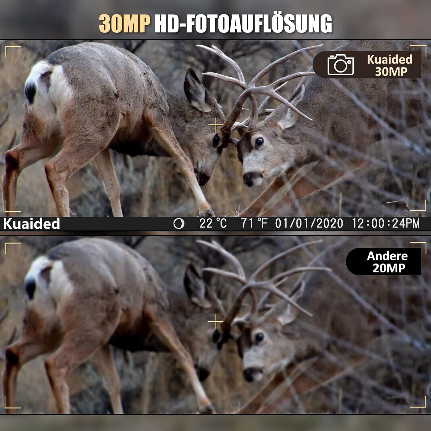 Wildkamera Jagdkamera 4K 30MP, Wildtierkamera mit Bewegungsmelder Nachtsicht