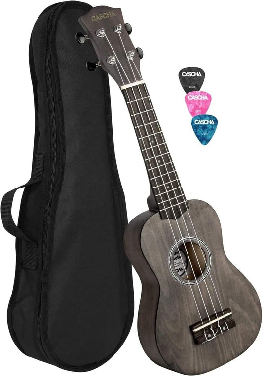 CASCHA Sopran Ukulele Set für Kinder und ErwachseneI Ukulele schwarz