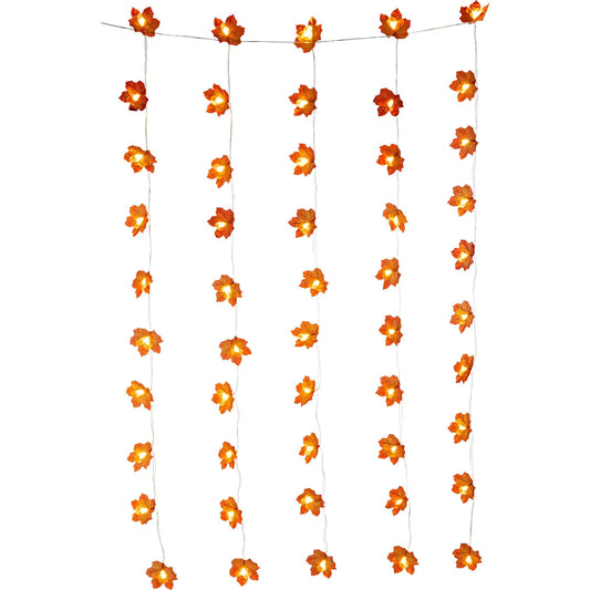 LED-Vorhang Ahornblätter 80x125cm zauberhafte Herbstdeko warmweiß Deko