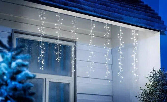 LED Lichtervorhang Lucia 175 LEDs Lichterkette Beleuchtung 120 cm Silber