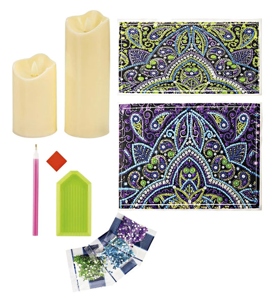 Bastelset Diamond Painting LED-Kerzen 2er-Set Basteln Dekorieren