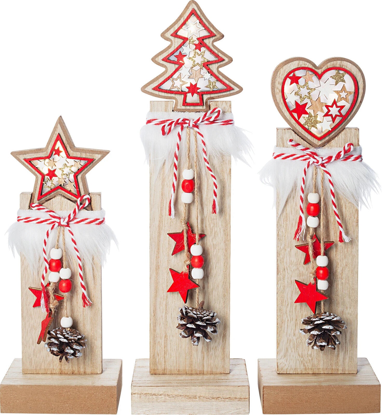 LED-Dekosäulen "Weihnachten", 3er-Set Dekoration Advent Deko Wohnungsdeko