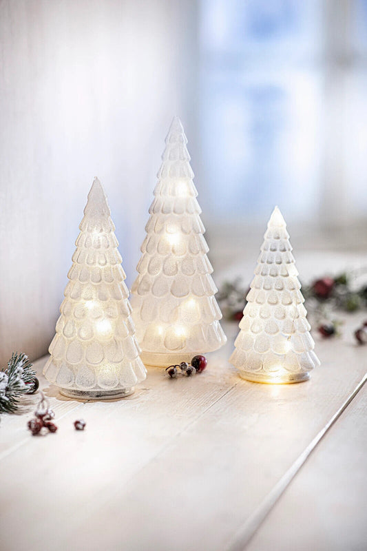 LED-Tannen "White Christmas" 3er-Set