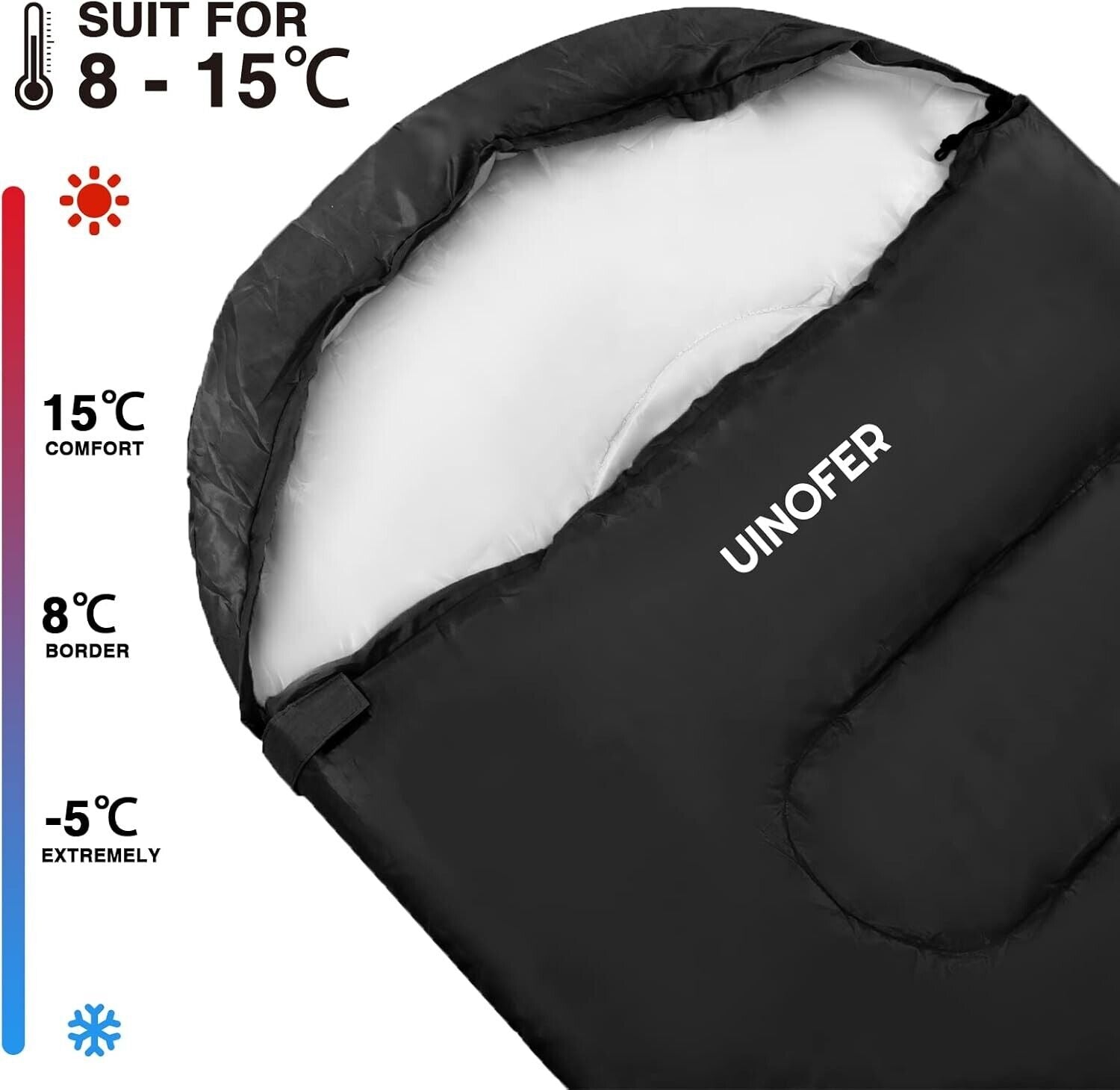 UINOFER Schlafsack Outdoor mit kompakter Aufbewahrungstasche