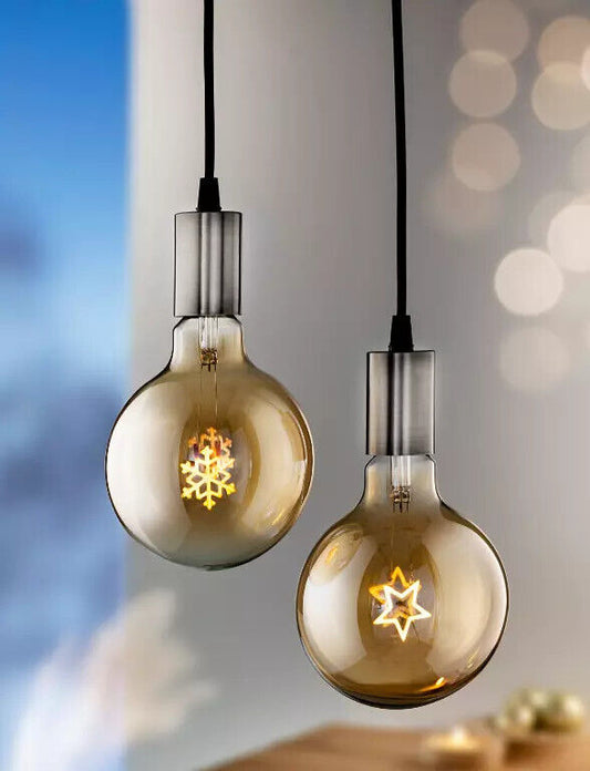 LED Hängeleuchten Wintertime 2er Set Batteriebetrieb mit Timer Hologramm Effekt