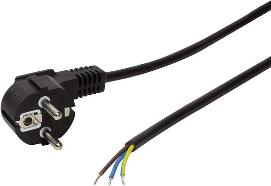 LogiLink CP135 Kabel Schutzkontaktstecker 90° zu offenem Kabelende 1,5 m schwarz