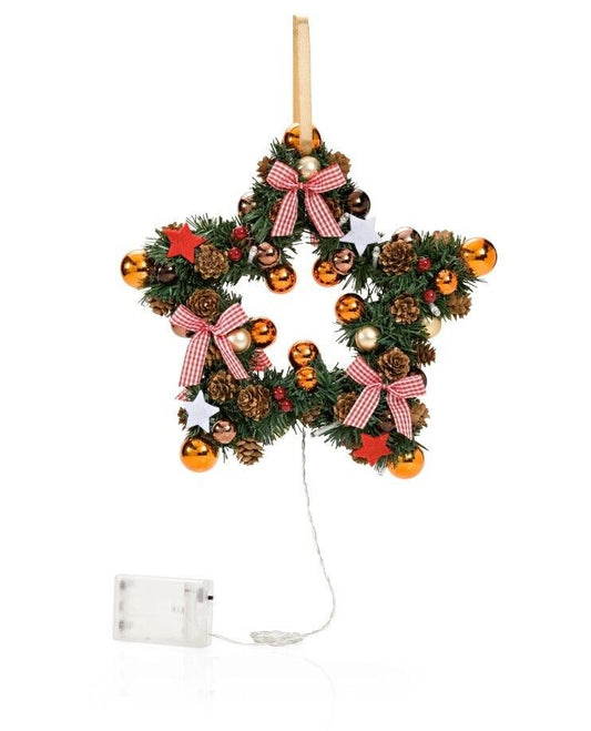 „LED-Stern "Klassik" Weihnachtsstern Sternförmiger Kranz mit 20 warmweißen LEDs 