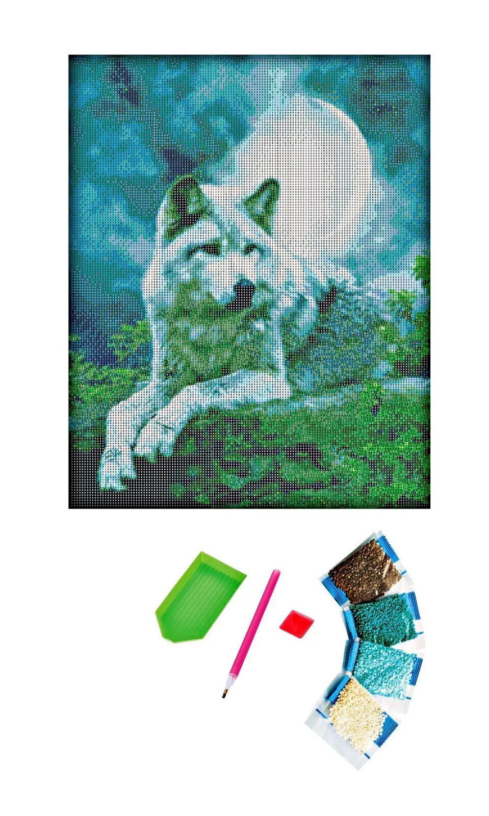 Diamond Painting "Grauer Wolf" 40 x 50 cm Deko Basteln Wanddeko Wohnungsdeko