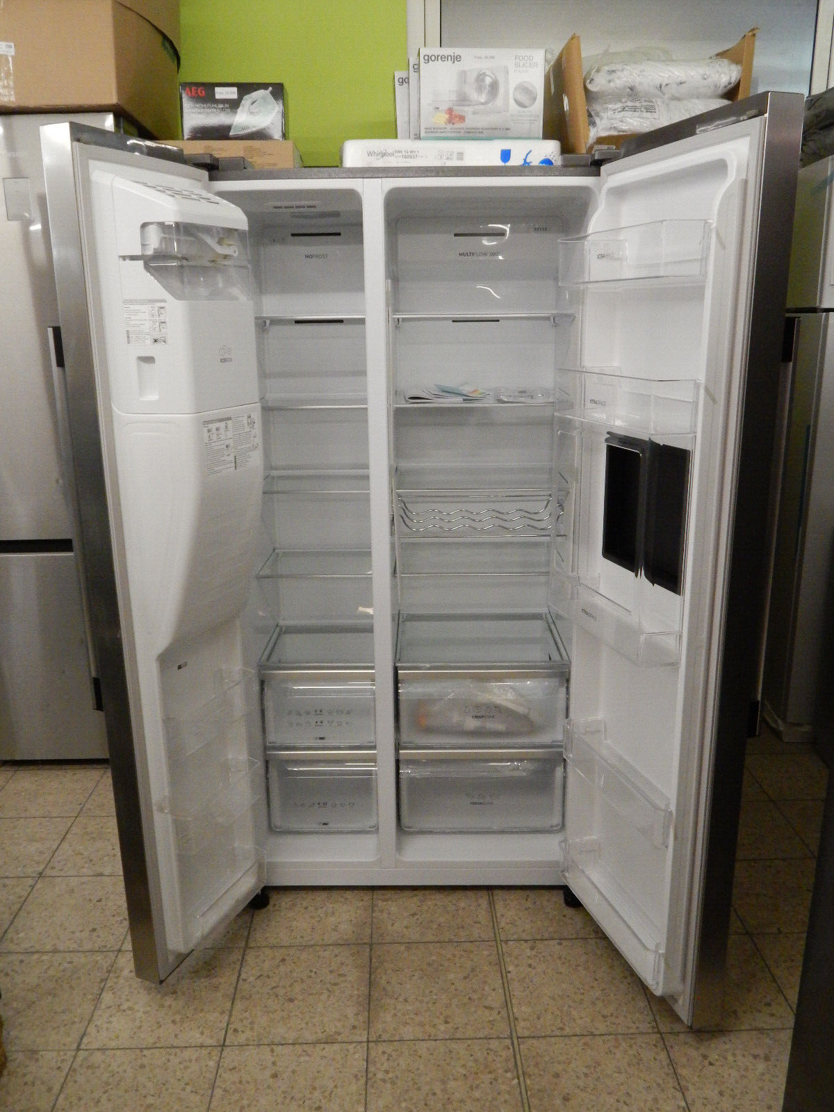 Gorenje Side-by-Side NRS9EVXB1 Kühlschrank Edelstahl Eis-/Wasserspender NoFrost