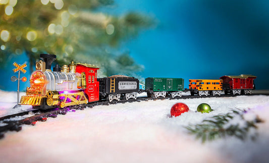 LED Weihnachtszug Wonderland + Zubehör 14-tlg Lokomotive 4 Waggons 88 cm Deko