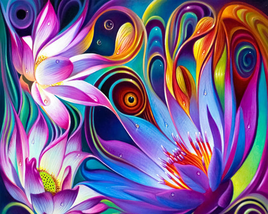 Diamond Painting "Bunter Lotus" 50 x 40 cm