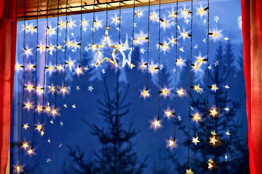 LED-Lichtervorhang "Sterne"  90 LEDs Dekoration Winter Weihnachten Fenster