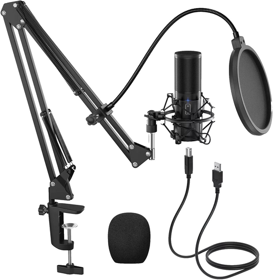 Tonor Q9 USB Cardioid Studio Mikrofon PC Mikrofon Bundle mit Auslegerarm Stände