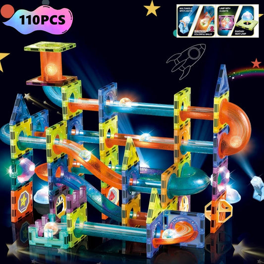 BINZKBB Licht magnetische Kacheln Bausteine für Kinder, 3D klare Lernspielzeuge,