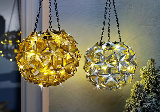 LED-Hängedeko "Stern", gold Dekoration Innen Außen Timer Garten Wohnung