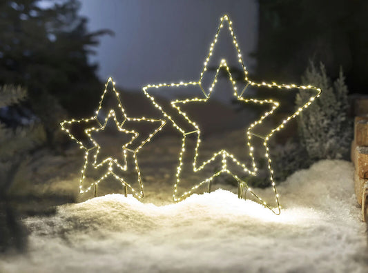 LED-Gartenstecker "Leuchtsterne" 2er-Set