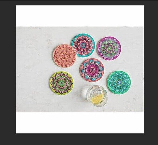 Untersetzer Mandala, 6er-Set mit Metallständer