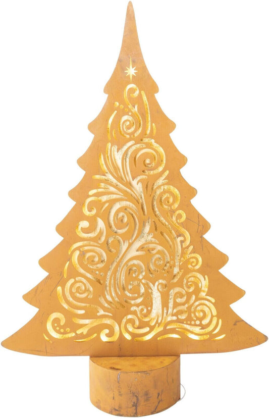 LED-Tanne "Ornament" 50cm Advent Deko Weihnachtsdeko Dekoration Metall Braun