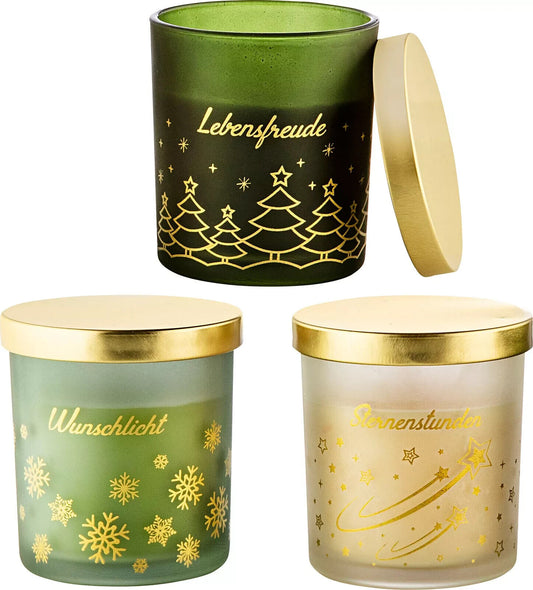 Dekorgläser Duftkerzen Golden Moments 3er Set Kerzen Dekoration 8 cm