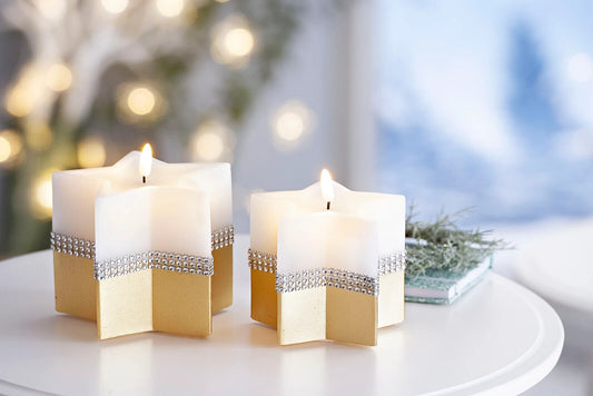 LED-Kerzen "Stars" 2er Set Echtwachskerzen Advent Deko Weihnachtsdeko Dekoration