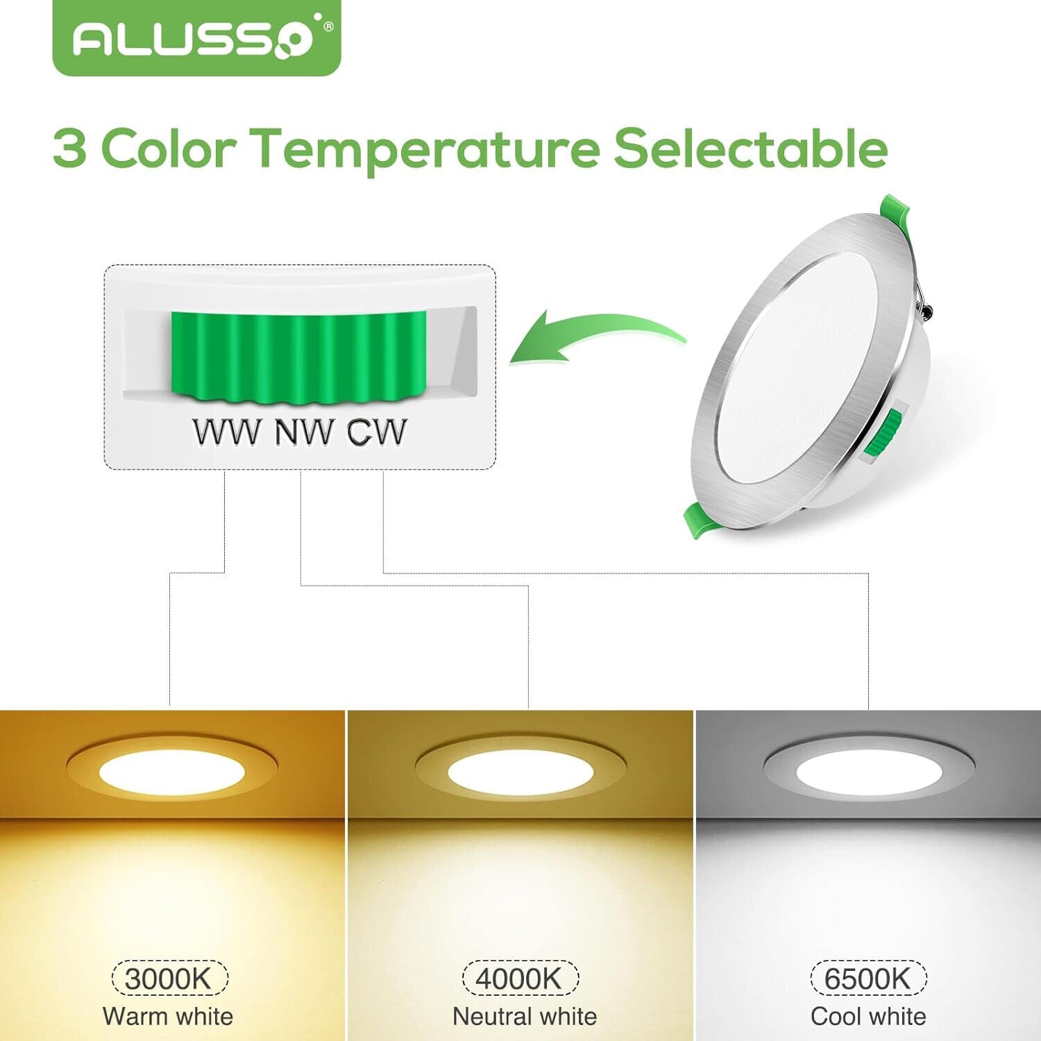 ALUSSO LED Einbaustrahler 230V 7W Dimmbar Ultra Flach Einbauleuchten, 580lm IP44