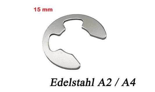 15 mm E-CLIP Außen Sicherungsring Sprengring für Welle DIN 6799 Edelstahl M15