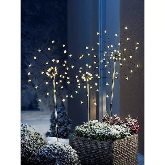 LED-Gartenstecker Estrella 3er-Set mit 6 Stunden Timer 80 cm warmweiße LED