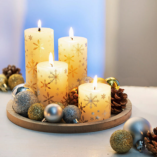 Kerzenset White Christmas Deko Advent Kerzen Weihnachten Dekoration Adventskranz