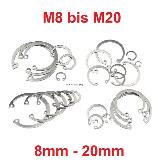 Sicherungsring M8 bis M20 DIN 472 Innen, Seegering, Edelstahl A2, 8mm - 20mm
