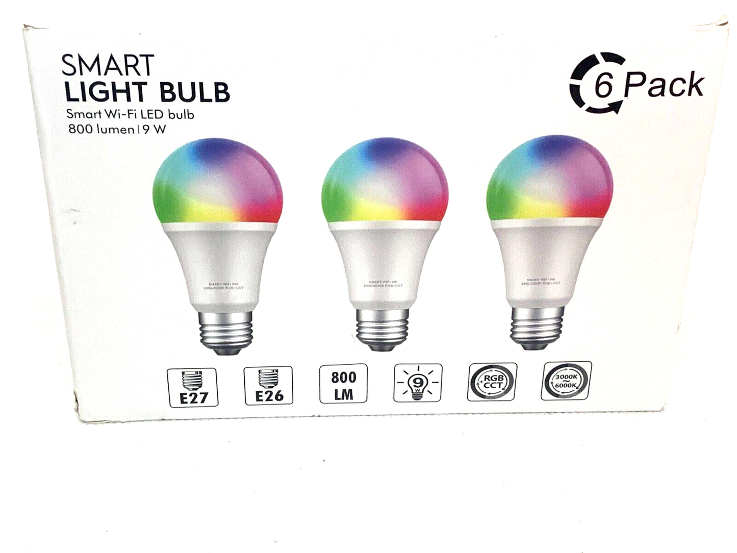 Bewahly Alexa Glühbirne [6er pack], E27 9W Smart WLAN LED Lampe, RGB + CCT Farbw