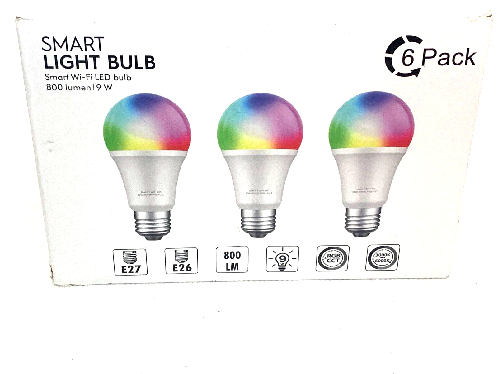 Bewahly Alexa Glühbirne [6er pack], E27 9W Smart WLAN LED Lampe, RGB + CCT Farbw