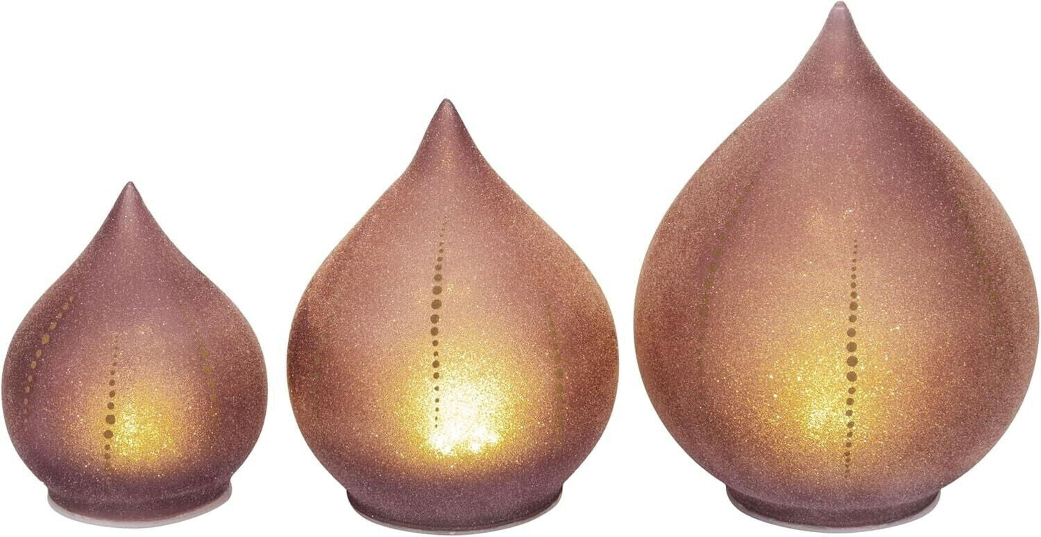 LED Dekoleuchten Apunta 3er Set Effekt Leuchten aus Glas Deko Wohnungsdeko Licht