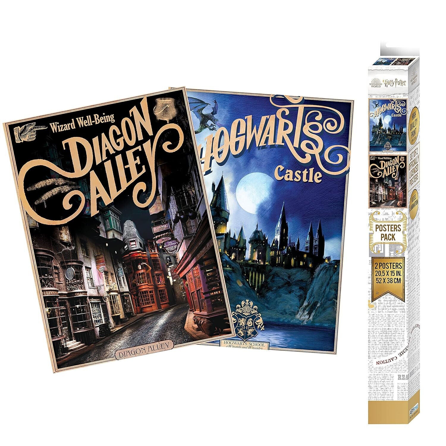 Poster HARRY POTTER - Set 2 Chibi Posters - Retro Hogwarts & Diagon 52 x 38cm