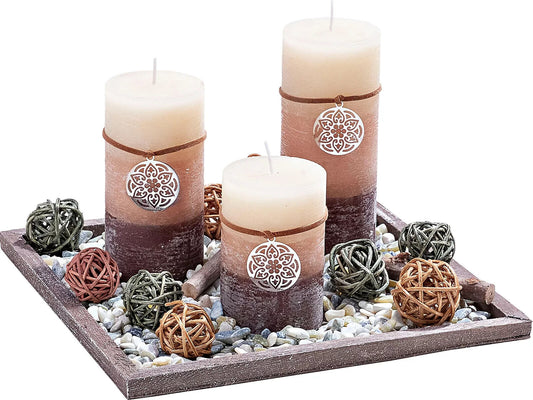 Kerzenset Elegance Weltbild 3 Größen beige bis 12 cm hoch Natursteine