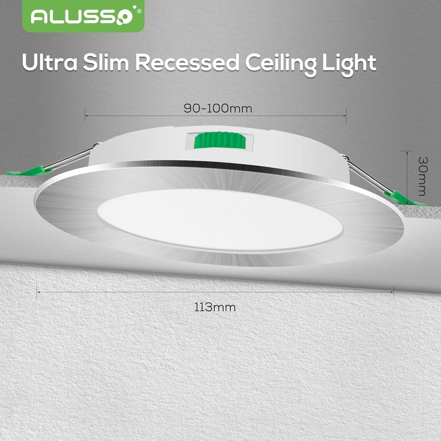ALUSSO LED Einbaustrahler 230V 7W Dimmbar Ultra Flach Einbauleuchten, 580lm IP44